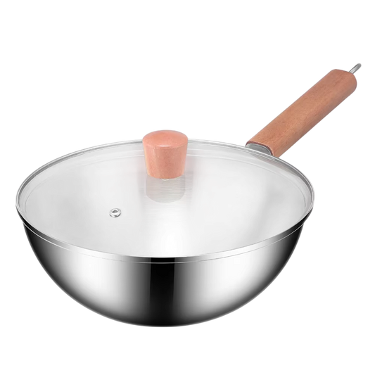 WokMaxi Professional Steel Wok with Wooden Handle